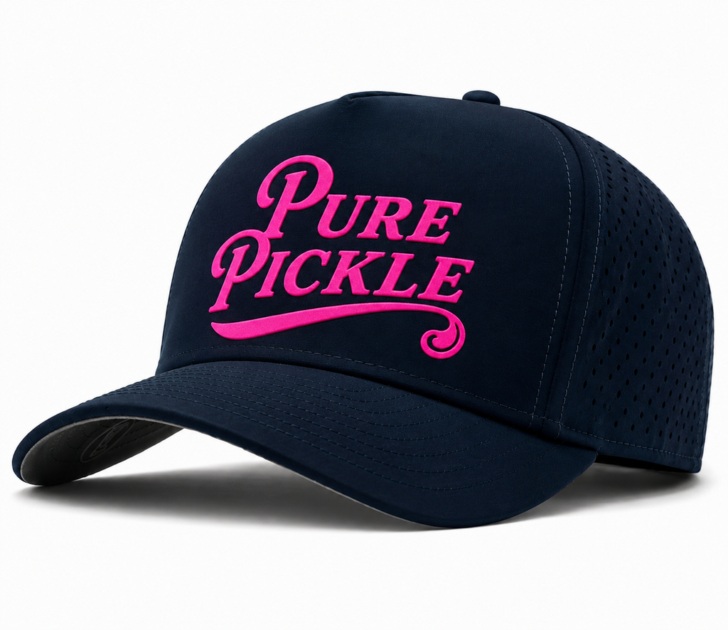 Pure Pickle Performance Hat - White with Navy embroidery