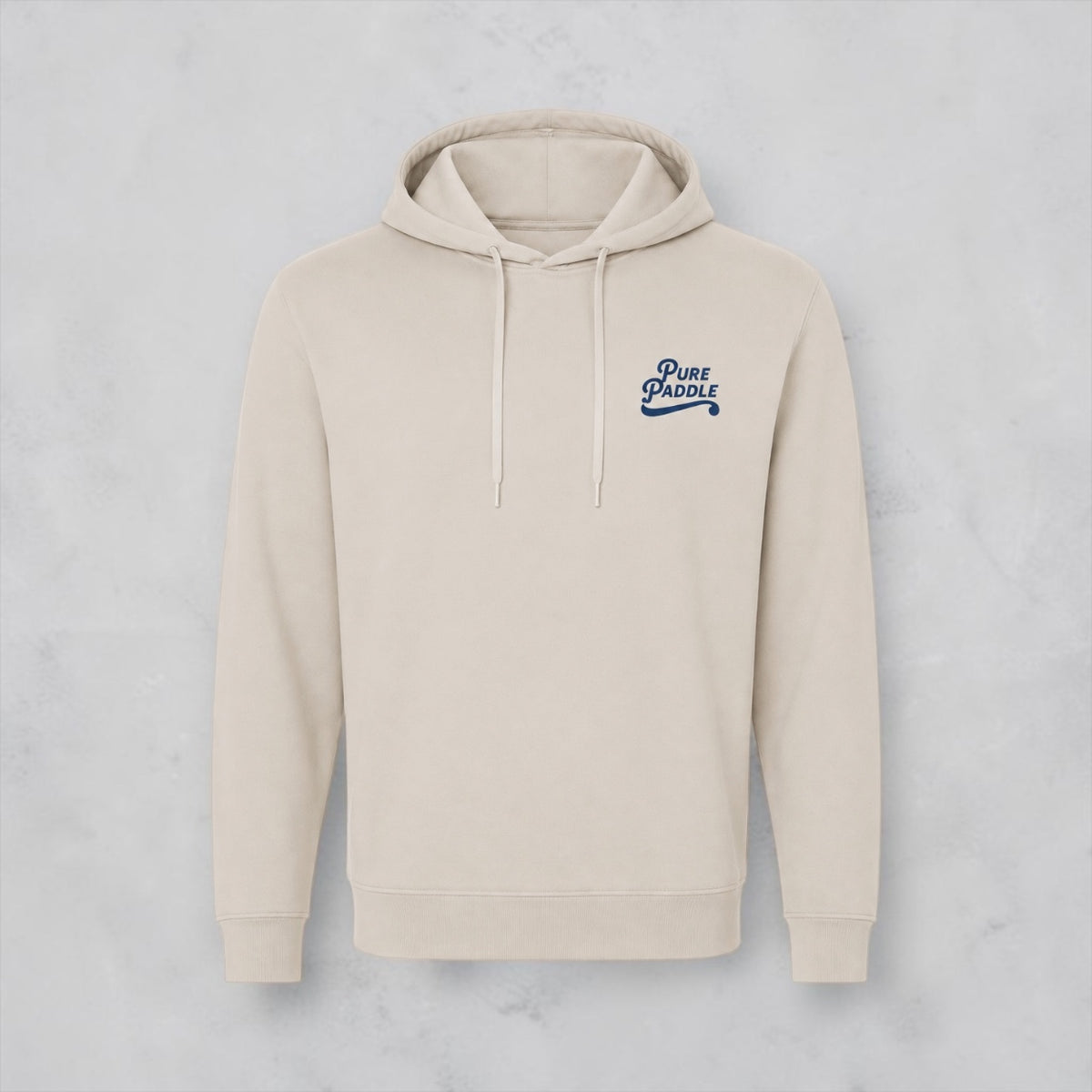 Pure Paddle Classic Pullover Hoodie in natural cream with navy logo